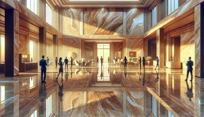 Luxurious home interior with well-maintained travertine tiles, increasing resale value, admired by prospective buyers.