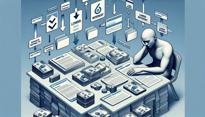 Debt Consolidation Loan Payoff Milestones: UK Guide | DCL Person consolidating multiple credit cards and loans into one manageable loan, symbolizing financial relief.