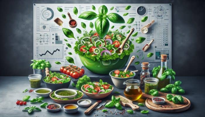 Best Herbs for Vegan Recipes: Lush green basil leaves enhancing vegan dishes like salads, pestos, and sauces.