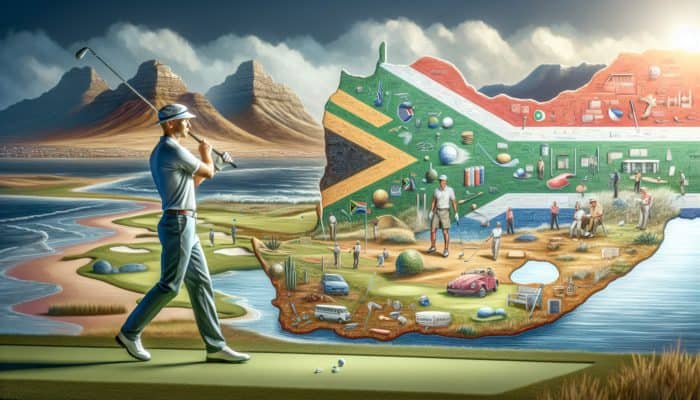A South African golfer playing on varied terrains, following Royal and Ancient Golf Club rules.