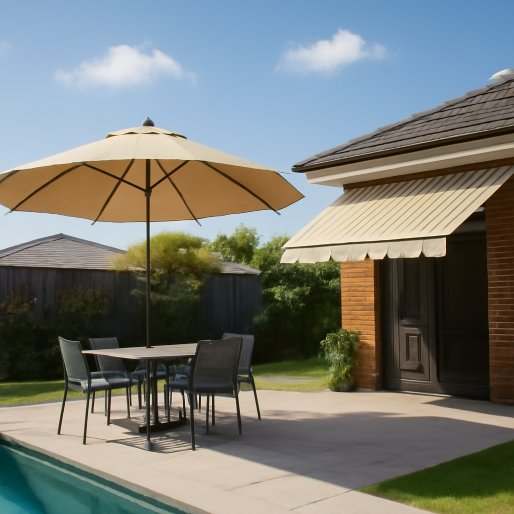 Illustration for Freestanding shade options: umbrellas and retractable awnings for Brisbane backyards
