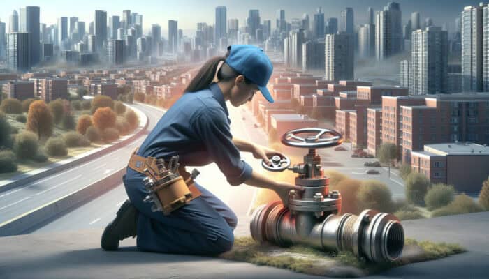 Plumber in Chilliwack replacing old, corroded water valve with modern model in residential and commercial settings.