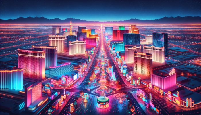 Las Vegas Strip at night with neon lights, crowds, and a casino-hopping plan.