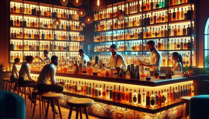 A vibrant tequila bar featuring extensive premium and artisan selections, knowledgeable staff, and inviting atmosphere.