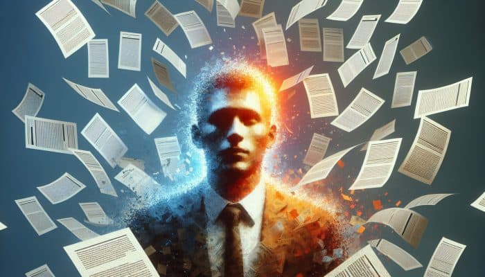 How to Optimise Debt Consolidation for Long-Term Wealth: Person consolidating multiple bills into one glowing payment document, symbolising financial relief and simplicity.