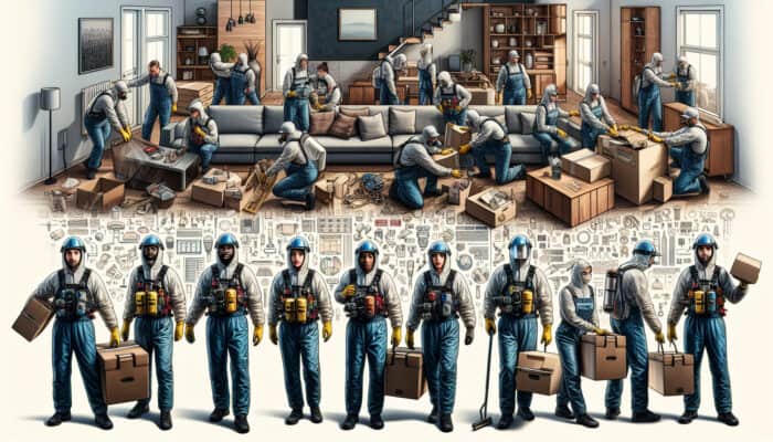 Professional home clearance team safely removing heavy furniture, ensuring compliance and reducing homeowner stress during a move.