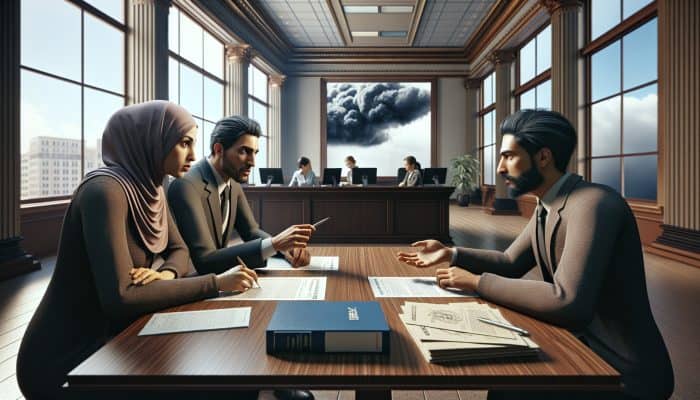 Debt Consolidation Loan Cosigner Rules: UK Guide | DCL Debt Consolidation Loan Cosigner Rules: A cosigner and borrower discussing loan terms at a bank, with a lender overseeing, indicating financial risk.